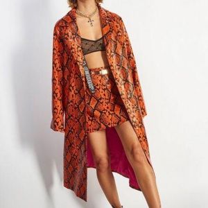 Snake Print PU Coat By Jaded London